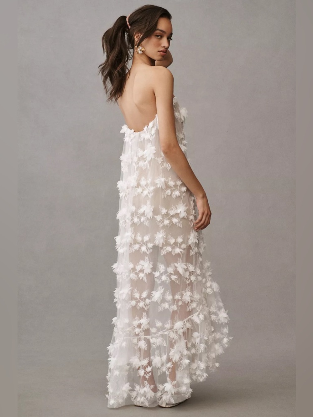Helsi Athena Strapless Sheer Midi Dress in off White /Cream Size XS NWT - Picture 2 of 8